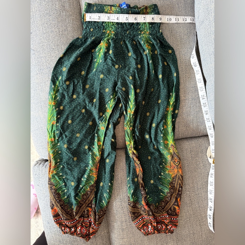 Girls Size 5 Boho Printed Harem Pants Smocked Paisley Peacock Mexicali Blues - Picture 10 of 12